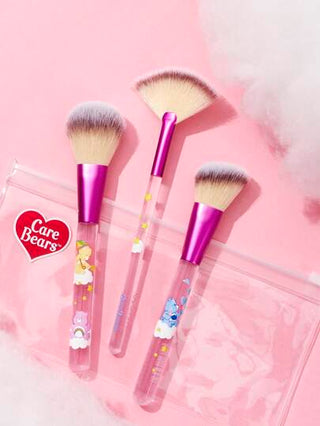SHEIN X Care Bears 3 قطع مجموعة فرش مكياج كير بير مع حافظة ، دب التفاؤل ، الدب الكئيب ، جيد ، دب فن الانبساط ، هدايا