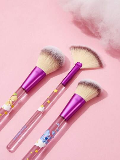 SHEIN X Care Bears 3 قطع مجموعة فرش مكياج كير بير مع حافظة ، دب التفاؤل ، الدب الكئيب ، جيد ، دب فن الانبساط ، هدايا