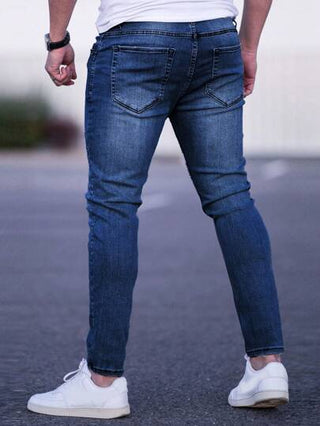 Manfinity Homme جينز نحيل بخدش قط قطن ممزق مهتري الحواف للرجال