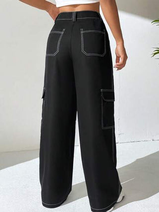 EZwear بنطلون جيب جانبي بخياطة علوية، ملابس رمضان