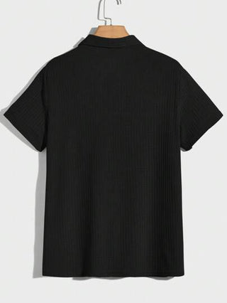 ملابس رجالي Manfinity RelaxMax قميص بولو موحدة اللون منسوجة وافل للرجال