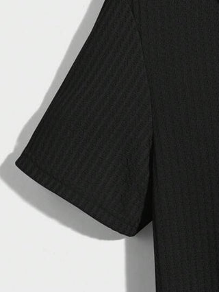 ملابس رجالي Manfinity RelaxMax قميص بولو موحدة اللون منسوجة وافل للرجال