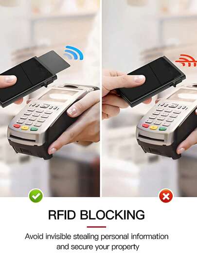 محفظة بطاقات ائتمان للرجال من الجلد مع نظام طرد للبطاقات تلقائيا ونظام حماية RFID