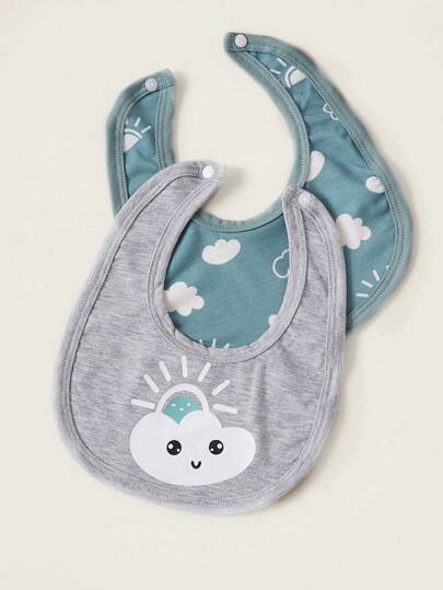 SHEIN Playful Pals مولود جديد 2 قطع بوديسوت صور رسوم كارتون & قطعة واحدة تي شيرت & 2 قطع بنطلون & قطعة واحدة جمبسوت & قبعة & مريلة & قفازات & طقم حقائب