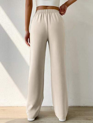 EZwear بنطلون نسائي بخصر مطاطي ولون واحد للارتداء اليومي