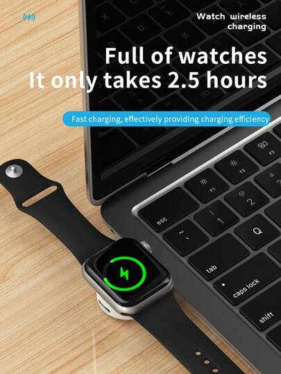 شاحن السلكي 2 في 1 USB + USB-C متوافق مع ساعة آبل، مناسب لجميع سلسلة ساعات آبل، مناسب للمكتب والسكن والمنزل