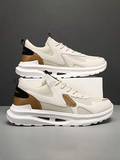 WANWEISI أحذية رياضية كاجوال للرجال، أحذية رياضية للرجال بنعل سميك مثقب، أحذية جري للرجال بطباعة حرفية مربوطة بأربطة، أحذية كاجوال للرجال مناسبة لجميع المواسم، أحذية رياضية للرجال بألوان رجعية، مناسبة للجري في الهواء الطلق والتجمعات اليومية وعيد الحب، تتن