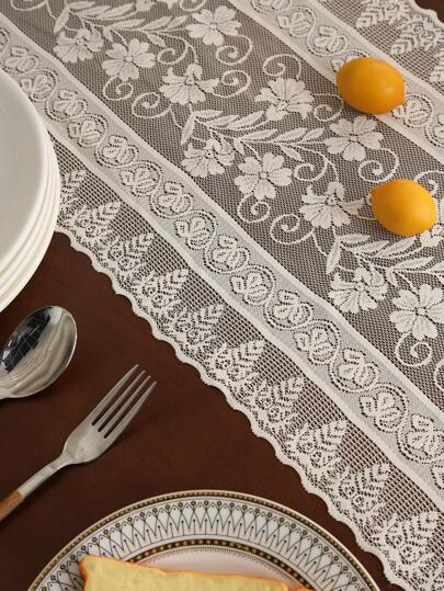 مفرش طاولة طويلة مطرز بأزهار مزخرف بشرابة طاولة بوهو زهرة الدانتيل تصميم الى طاولة