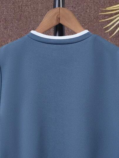 SHEIN تي شيرت قصير الأكمام 2 في 1 2في 1 للأولاد المراهقين بتصميم كتل اللون الكاجوال