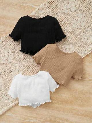 SHEIN قميص تي شيرت لطفلة مريح وعادي مناسب للربيع والصيف