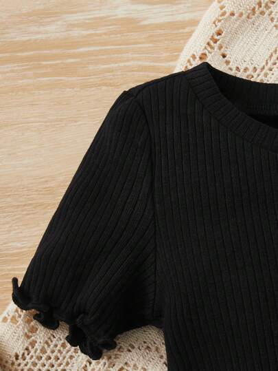 SHEIN قميص تي شيرت لطفلة مريح وعادي مناسب للربيع والصيف