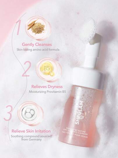 SHEGLAM منظف الوجه للبشرة الجافة من Radiant By Nature، غسول يومي لطيف ومرطب للوجه، تركيبة رغوية عيد الأب التخرج عيد الميلاد العطلة الربيع الصيف Y2K فاخر أزياء مكياج مستحضرات التجميل حفل شاطئ سفر تخييم في الهواء الطلق المدرسة الحرم الجامعي رحلة...