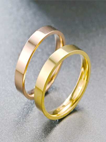 4 قطع أسلوب أساسي فولاذ غير قابل للصدأ بسيط حزام خاتم طقم مجوهرات للنساء , موضة اكسسوارات , نمط Ins زوج خاتم
