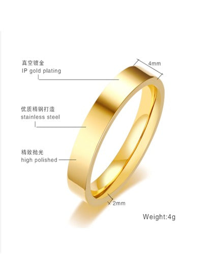 4 قطع أسلوب أساسي فولاذ غير قابل للصدأ بسيط حزام خاتم طقم مجوهرات للنساء , موضة اكسسوارات , نمط Ins زوج خاتم