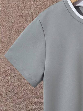SHEIN Vacaura تي شيرت وسروال قصير بتطريزات حروف للفتى، 2 في 1