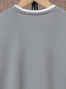 SHEIN Vacaura تي شيرت وسروال قصير بتطريزات حروف للفتى، 2 في 1