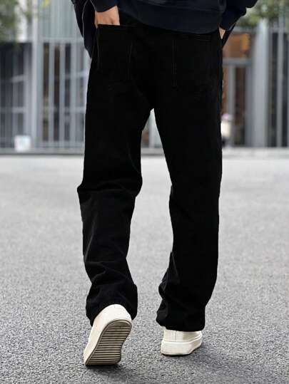 Claim Dot بنطلون جينز رجالي فضفاض مع جيوب مائلة، غرانج