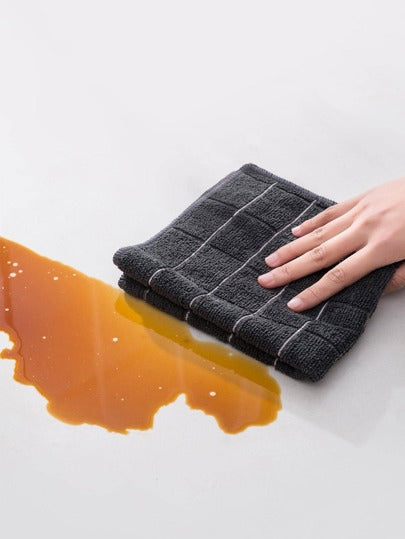 HYER KITCHEN قطعة قماش منظف مربعة مخططة سوداء للمطبخ والحمام والمنزل والموردين المنزليين
