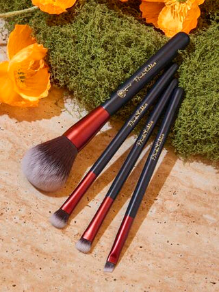 Frida Kahlo X SHEIN طقم فرش المكياج المطبوع بطباعة الأشكال والنباتات الزهرية المتعددة القطع، هدايا