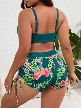 Swim Lushoire مجموعة بيكيني بطبعات استوائية بحجم زائد لصيف الشاطئ مع دفع الصدر لأعلى