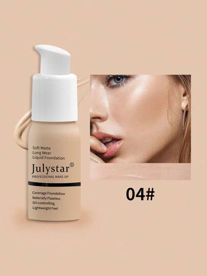Julystar كريم أساس للتحكم في الزيت، 30 مل تغطية كاملة لكريم الأساس السائل تحت العيوب وتغير لون الجلد