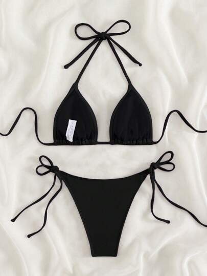 SHEIN Swim ملابس سباحة بيكيني رسن مثلث ربطة جانبي