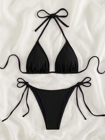 SHEIN Swim ملابس سباحة بيكيني رسن مثلث ربطة جانبي