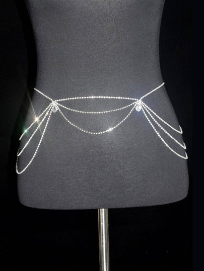 حزام سلسلة مطبق مزين بالراين ستون لحفلات الهالوين والصيف والمدرسة والخريف