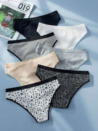 Shein Underwear&Sleepwear Basics سروال داخلي طباعة شامل شريط متباين 7 قطع