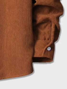 ROMWE MEN Casual معطف بغطاء رأس من الكوردوروي بأزرار أمامية بأكمام طويلة للرجال، للمدرسة، للخريف والشتاء