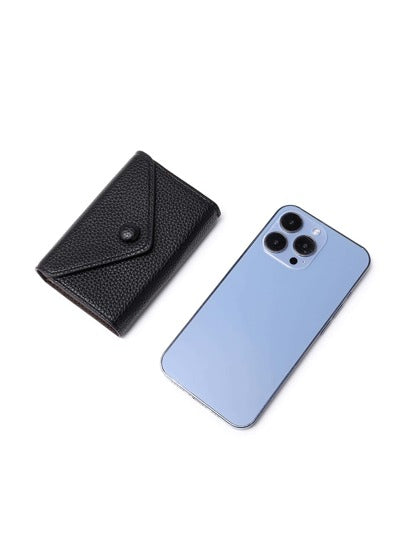 CHARM INFINITE محفظة بطاقات بتصميم مزخرف بالليتشي (التفاح الصيني)، تحتوي على عدة فتحات للبطاقات، مزينة بقلاب وزر، خفيفة الوزن وقابلة للحمل، مناسبة لموظفي المكاتب والاحتفالات والهدايا العيدية، عبارة عن محفظة بطاقات أعمال وائتمانية لسيدات صغيرة الحجم
