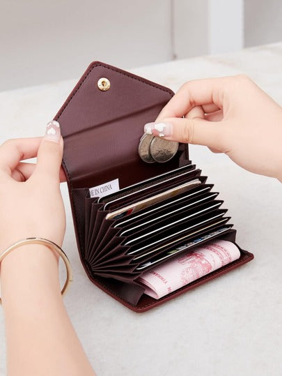 CHARM INFINITE محفظة كروت بطبعة الليتشي ذات فتحات متعددة للبطاقات وغطاء بزر, خفيفة الوزن وسهلة الحمل, مناسبة لحامل بطاقات هوية الموظفين, هدية لعيد الميلاد والمناسبات الخاصة للسيدات, حافظة بطاقات وأعمال وائتمان للنساء، محفظة صغيرة وخفيفة