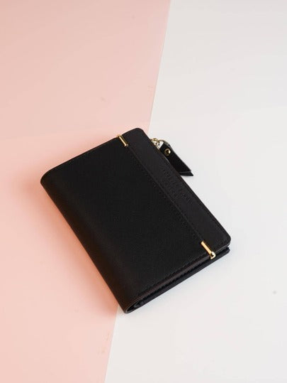 محفظة نسائية قصيرة على الطراز الكوري الجديد، محفظة نسائية طلابية عصرية، مزينة بخطوط ملونة وسحاب، حامل عملات معدنية وبطاقات للنساء، محفظة صغيرة