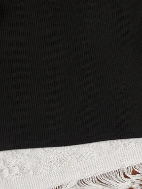 SHEIN تي شيرت كاجوال للفتيات الصغيرات مع كتف منكشف وبنطلون مع رباط في الخصر