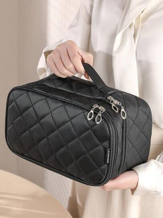 قطعة واحدة حقيبة مكياج كبيرة السعة مزدوجة الطبقات مقاومة للماء متعددة الوظائف للنساء والفتيات ، حقيبة مكياج ، حقيبة مستحضرات التجميل ، حقيبة حمام ، مكعبات تغليف ، ضروريات السفر واليخوت والإقامة في الجامعة ، هدايا لوصيفات العروس والأمهات وأعياد...