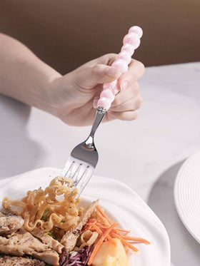 4 قطع طقم أدوات مائدة مزخرفة بالخرز من الفولاذ المقاوم للصدأ، سكين وشوكة وملعقة قهوة لأدوات المائدة، إكسسوارات مطبخ، هدايا عيد الميلاد، لوازم مدرسية