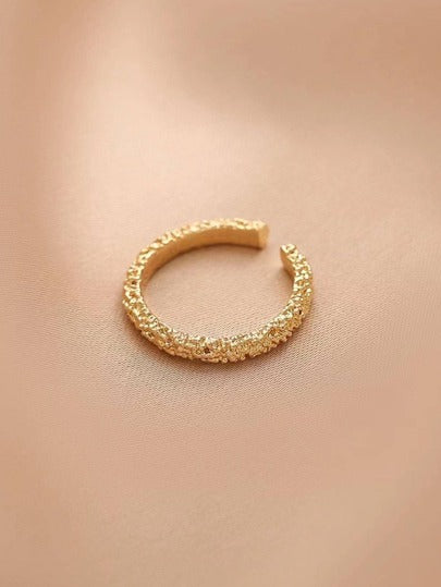 1 قطعة خاتم نمط مصقول لمسة رجعية، تصميم نخبوي بسيط تصميم مبسط وراق كإكسسوار للنساء