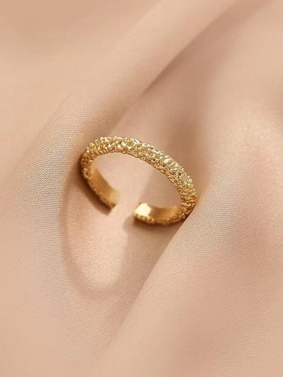 1 قطعة خاتم نمط مصقول لمسة رجعية، تصميم نخبوي بسيط تصميم مبسط وراق كإكسسوار للنساء