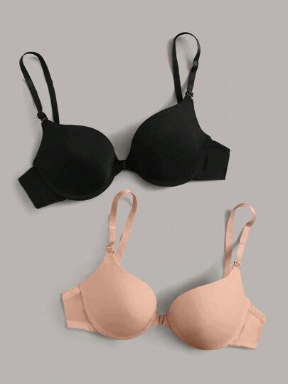 Shein Underwear&Sleepwear Basics تصميمين حمالة صدر مقواة بسلك