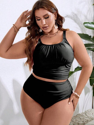 Swim Basics طقم بكيني ذو خصر عالي منتفخ مقاسات كبيرة للشاطئ الصيفي