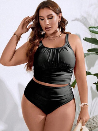 Swim Basics طقم بكيني ذو خصر عالي منتفخ مقاسات كبيرة للشاطئ الصيفي