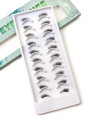 Homaylash رموش صناعية , 10 زوج / حزمة نصف رموش صناعية , 11mm طبيعي متقاطع أسلوب لألياف الاصطناعية فايبر عين رمشة شفاف حزام رموش مزيفة الى الاستخدام اليومي رموش رموش اصطناعي
