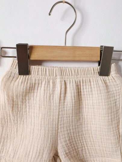 SHEIN Vintaside Kids لباس علوي طفل صبي مطوية ربع زر و شورت