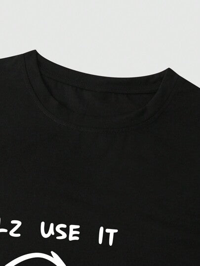 Manfinity Homme قميص كاجوال قصير الأكمام مزين برسوم كرتونية وشعارات للرجال، مناسب للخروج، للزوج