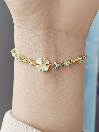 سوار سحابي بتصميم من الزهور وعين القطة والراين، هدية عيد الحب والأم وعيد الأم