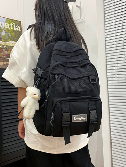 حقيبة ظهر واسعة السعة بتصميم بسيط، حقيبة ظهر عادية للطلاب مقاومة للماء وذات سعة كبيرة ضد السرقة مزودة بملحقات، مناسبة للمراهقات والطالبات الجامعيات, مثالية للمدارس الثانوية والمتوسطة والجامعة، مستلزمات المدرسة، حقيبة ظهر مدرسية، حقيبة ضخمة، سعة كبيرة، محم
