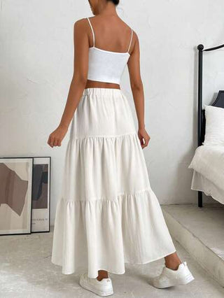 EZwear تنورة خصر عالي حافة مكشكشة