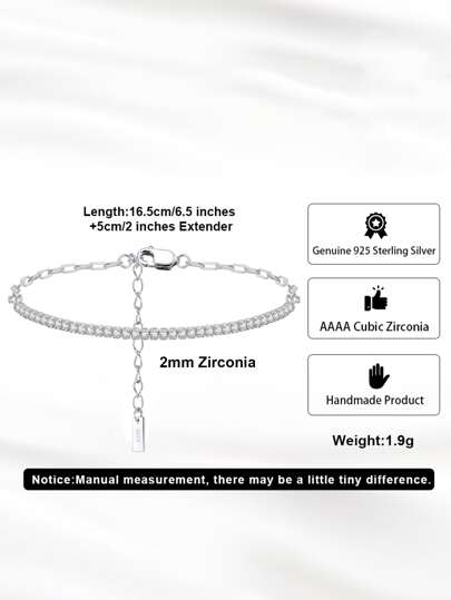 ORSA JEWELS سوار رياضة التنس النصفي الحقيقي من الفضة الاسترليني 925 قطعة واحدة مع سلسلة اليد مجوهرات نسائية رائعة مع حجر الزركونيا الكوبيك الرائع على شكل البريليانت ، أفضل هدية لعيد الميلاد