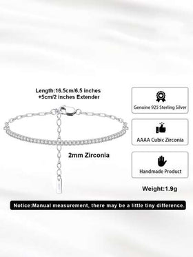 ORSA JEWELS سوار رياضة التنس النصفي الحقيقي من الفضة الاسترليني 925 قطعة واحدة مع سلسلة اليد مجوهرات نسائية رائعة مع حجر الزركونيا الكوبيك الرائع على شكل البريليانت ، أفضل هدية لعيد الميلاد