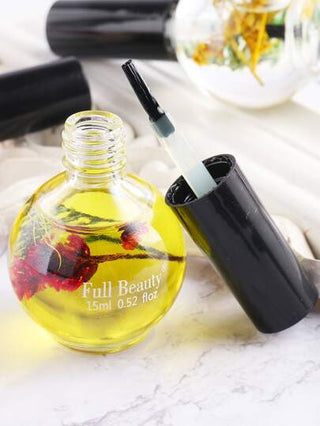 FULL BEAUTY 4 قطعة زيت بشرة الأظافر 15 مللي زيت النباتات المجففة زهرة المغذيات ترطيب مكافحة اذع مسمار حافة أظافر الأصابع أدوات العناية